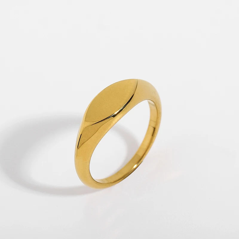 Gold Plated Slim Signet Ring