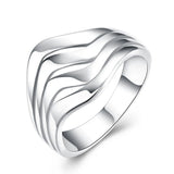 Silver Four Lines Smooth Ring